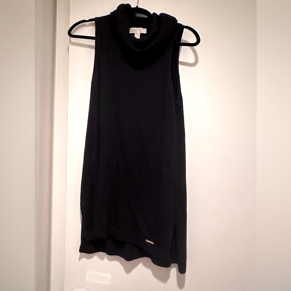 Michael Kors Sleeveless Black Sweater Cowl Neck Black Knit Size Medium